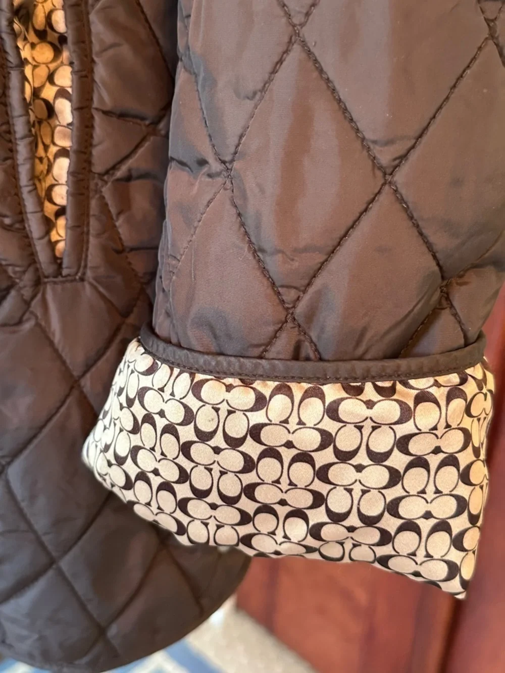 COACH | Dark Brown Quilted Lightweight Barn Jacket, Size M
